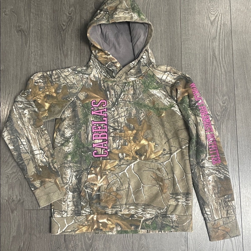 Cabela’s Realtree Camo Outdoor Mossy Oak Hunting fishing Camping pullover hoodie